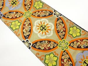 七宝に華紋模様織出し袋帯